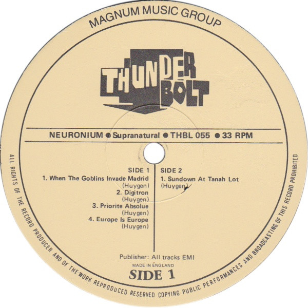 Neuronium - Supranatural | Thunderbolt (THBL 055) - 3