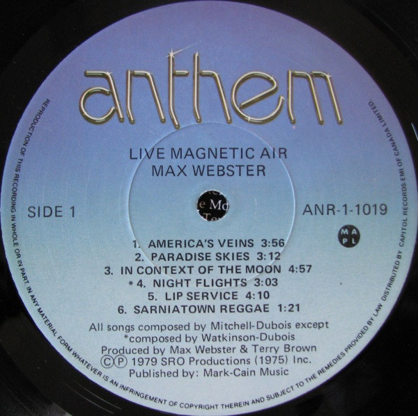 Max Webster - Live Magnetic Air | Anthem (ANR-1-1019) - 3