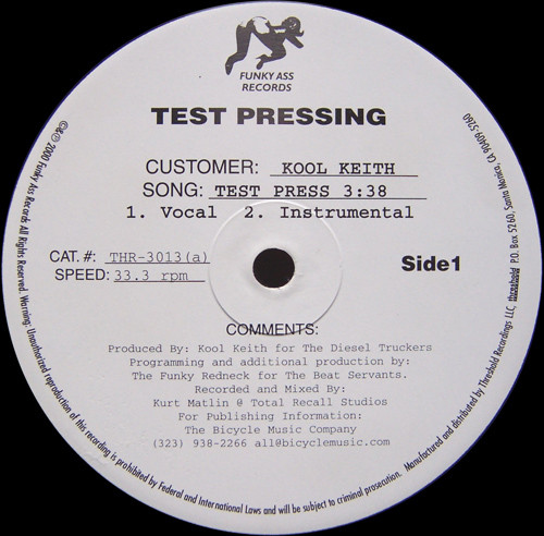 Kool Keith – Test Press (2000, Vinyl) - Discogs