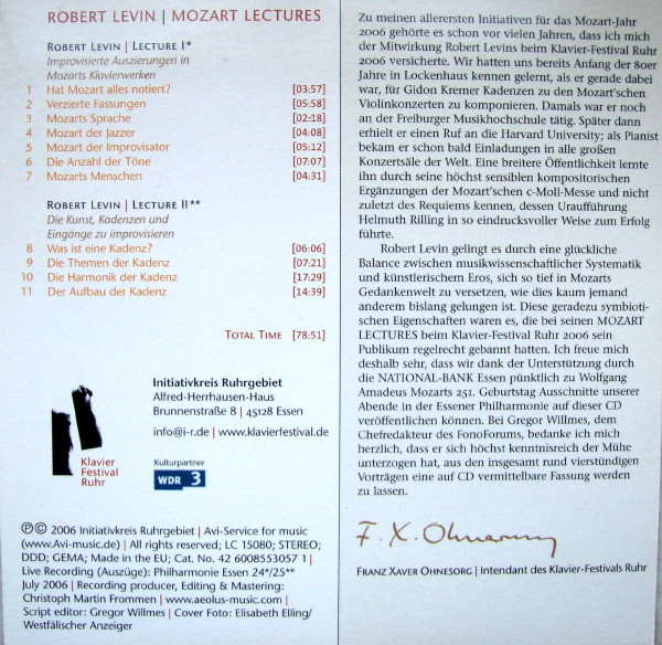 ladda ner album Robert Levin - Mozart Lectures