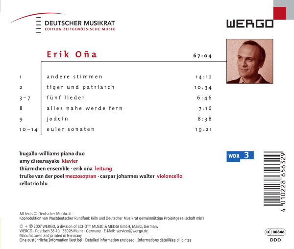 Album herunterladen Erik Oña - Andere Stimmen Tiger Und Patriarch Fünf Lieder Alles Nahe Werde Fern Jodeln Euler Sonaten