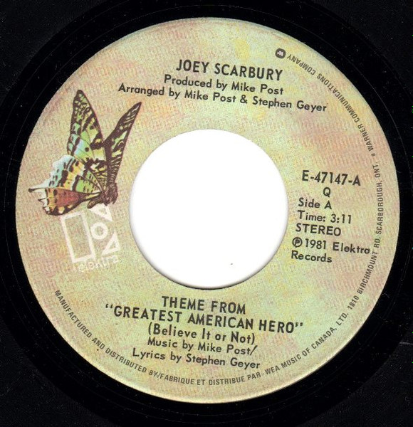 Joey Scarbury – Thème De The Greatest American Hero (1981, Vinyl