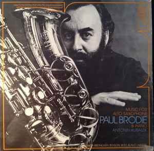 Paul Brodie Antonin Kubalek Music For Alto Saxophone Piano