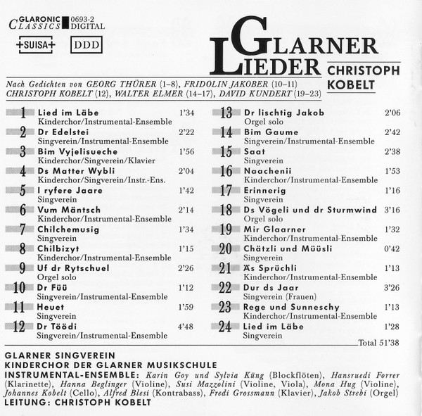 last ned album Christoph Kobelt, Glarner Singverein, Kinderchor Der Glarner Musikschule - Glarner Lieder