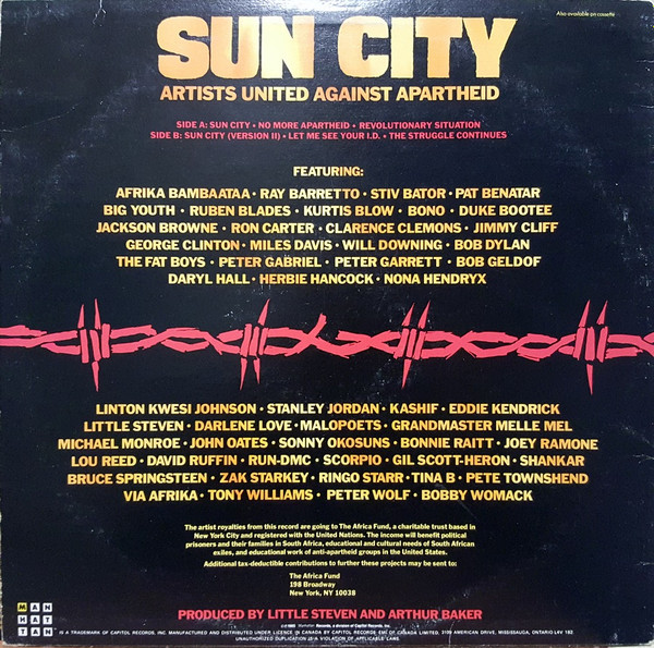 Artists United Against Apartheid - Sun City | Manhattan Records (ST-53019) - 2