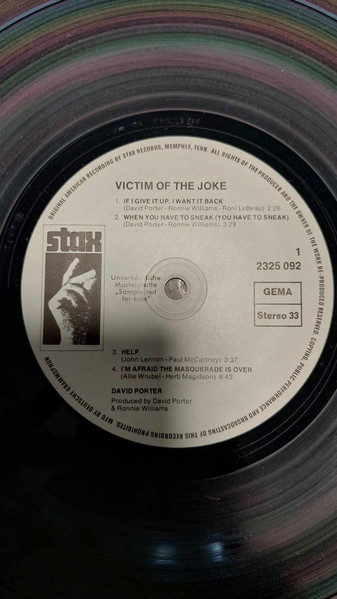 David Porter – Victim Of The Joke?....An Opera (1974, Vinyl) - Discogs