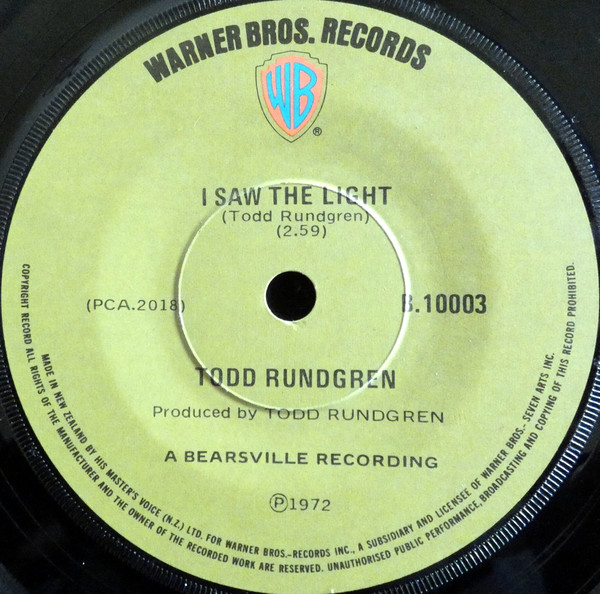 Todd Rundgren – I Saw The Light (1972, Blue, Vinyl) - Discogs