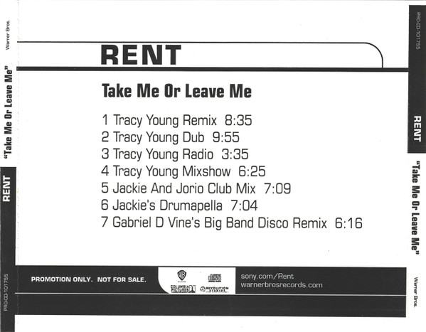 descargar álbum Rent - Take Me Or Leave Me Remixes