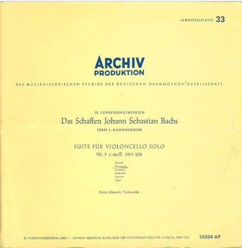 Album herunterladen Johann Sebastian Bach Enrico Mainardi - Suite Für Violoncello Solo Nr 5 C moll BWV 1011