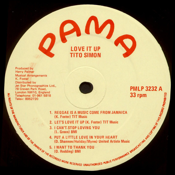 Tito Simon - Love It Up | Pama Records (PMLP 3232) - 3