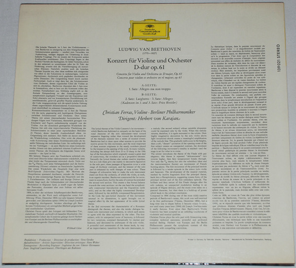 télécharger l'album Ludwig Van Beethoven Christian Ferras, Herbert von Karajan, Berliner Philharmoniker - Violinkonzert D Dur