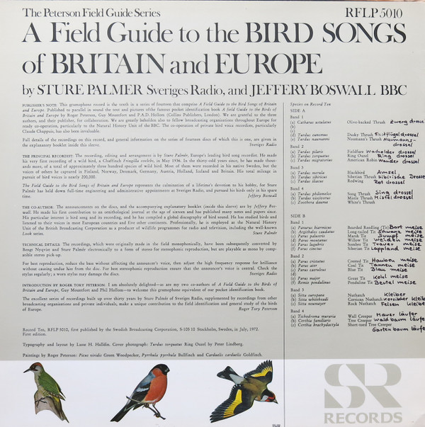 ladda ner album No Artist - The Peterson Field Guide To The Bird Songs Of Britain And Europe Record 10