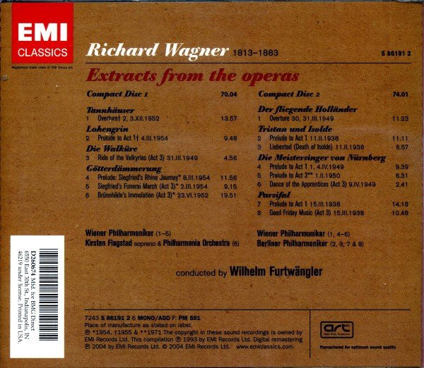 Album herunterladen Wagner Wilhelm Furtwängler, Wiener Philharmoniker, Berliner Philharmoniker, Kirsten Flagstad, Philharmonia Orchestra - Extracts From The Operas