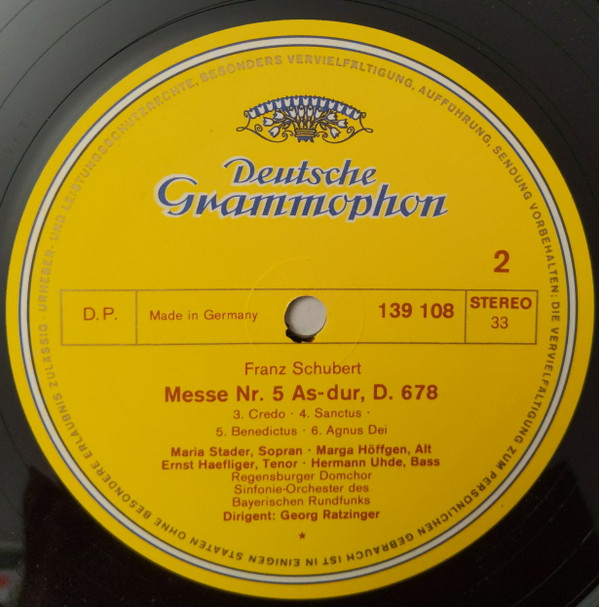 lataa albumi Franz Schubert, Maria Stader, Marga Hoeffgen, Ernst Haefliger, Hermann Uhde, Regensburger Domchor - Messe Nr 5 As Dur D 678