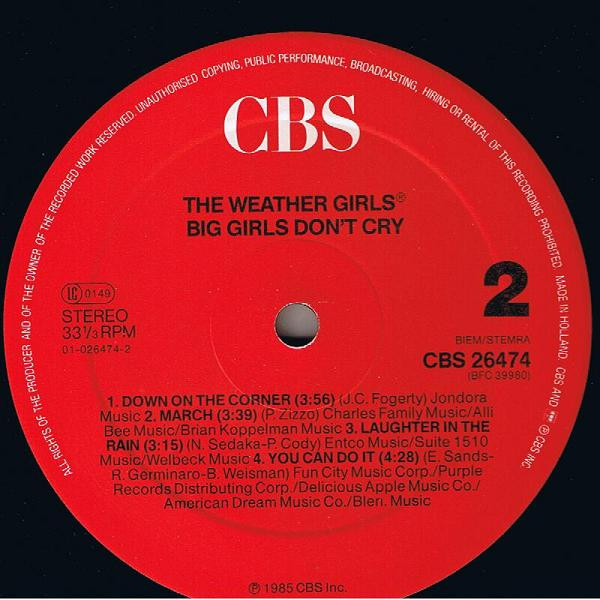 télécharger l'album The Weather Girls - Big Girls Dont Cry