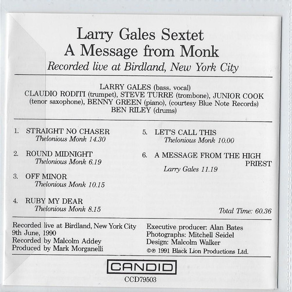 last ned album Larry Gales - A Message From Monk