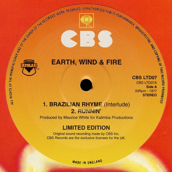 Earth, Wind & Fire – Brazilian Rhyme / Runnin' (Vinyl) - Discogs