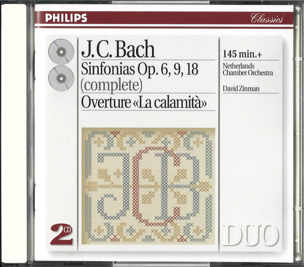 J.C. Bach - Netherlands Chamber Orchestra, David Zinman – Sinfonias Op.6,  9, 18 (Complete) / Ouverture "La Calamità" (1994, CD) - Discogs
