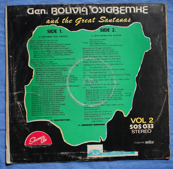 last ned album Gen Bolivia Osigbemhe And The Great Santanas - Gen Bolivia Osigbemhe And The Great Santanas Vol 2