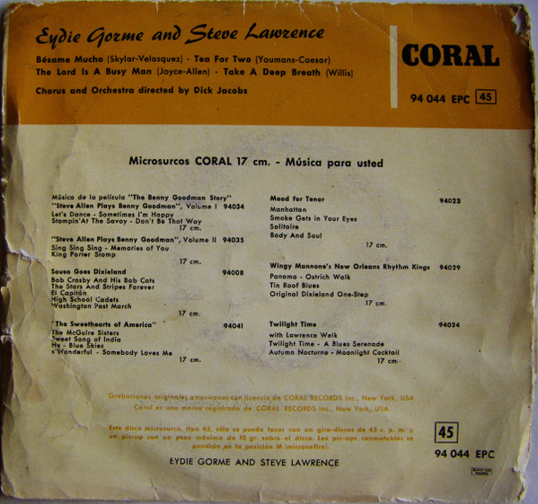 Eydie Gorme + Steve Lawrence - Bésame Mucho | Coral (94 044 EPC) - 2