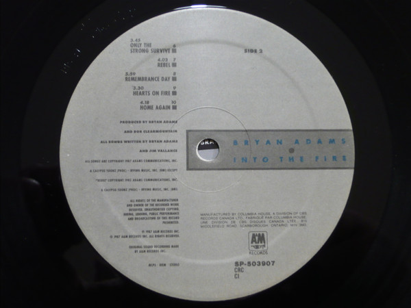 Bryan Adams - Into The Fire | A&M Records (SP 503907) - 5