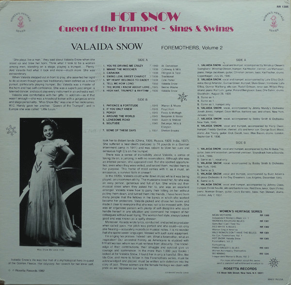 Valaida Snow - Hot Snow (Queen Of The Trumpet Sings & Swings) | Rosetta Records (RR 1305) - 4