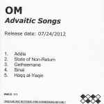 Cover of Advaitic Songs, 2012-07-24, CDr