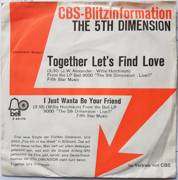 The 5th Dimension – Together Let's Find Love (1971, Pitman