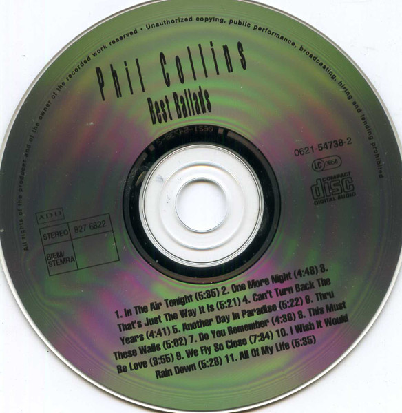 Phil Collins Best Ballads 1996 CD Discogs