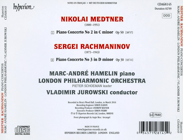 last ned album Medtner, Rachmaninov MarcAndré Hamelin, London Philharmonic Orchestra, Vladimir Jurowski - Piano Concerto No 2 Piano Concerto No 3