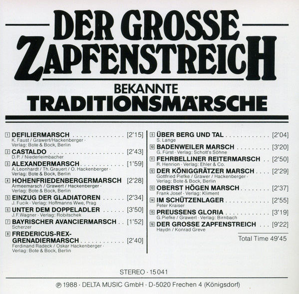 baixar álbum Unknown Artist - Der Grosse Zapfenstreich Bekannte Traditionsmärsche