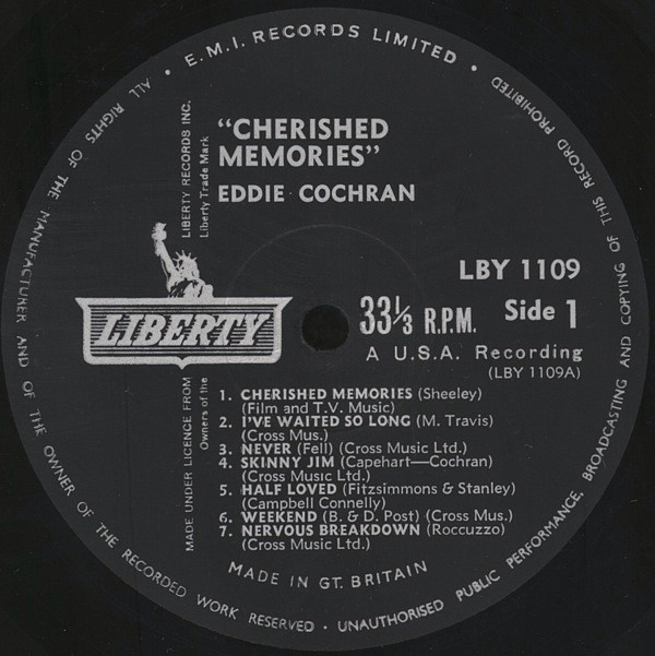 Eddie Cochran - Cherished Memories | Liberty (LBY 1109) - 3