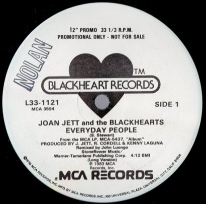 Joan Jett And The Blackhearts Fake Friends / Nitetime 45 Vinyl Record  Single 7