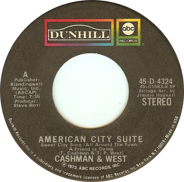 Cashman West American City Suite 1972 Vinyl Discogs   My04NjcwLmpwZWc 