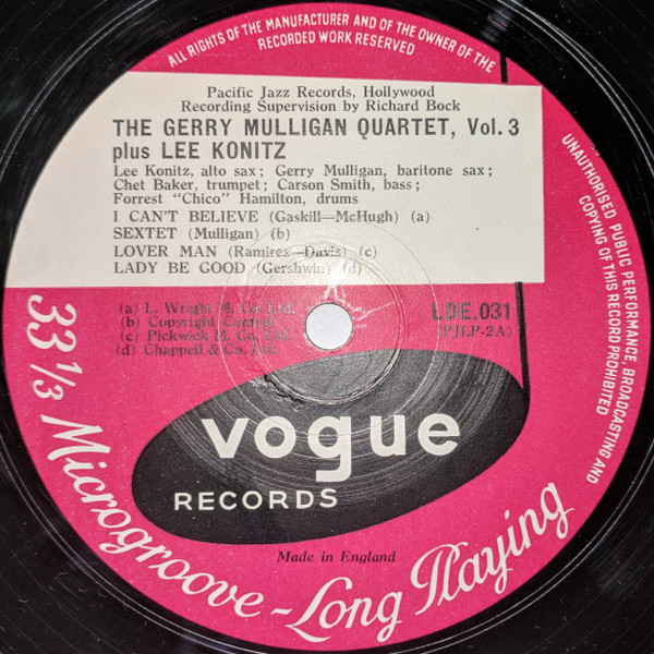 descargar álbum Gerry Mulligan Quartet Plus Lee Konitz - Volume 3