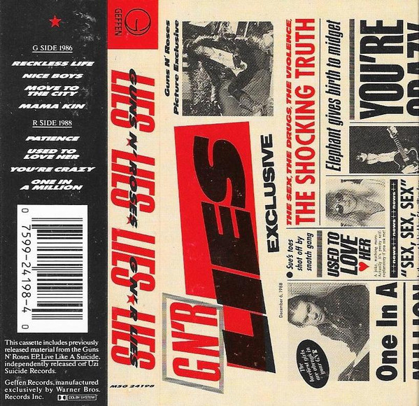 Guns N' Roses – G N' R Lies (1988, AR, Cassette) - Discogs