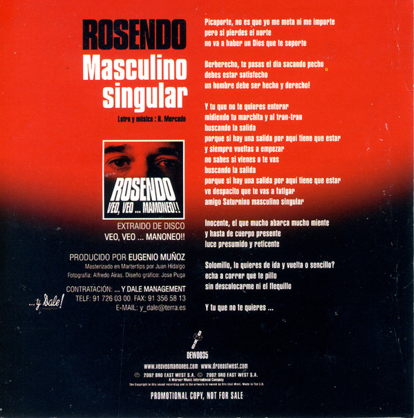 télécharger l'album Rosendo - Masculino Singular