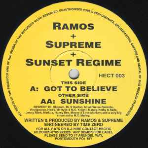 Ramos, Supreme & Sunset Regime - Got To Believe / Sunshine album cover