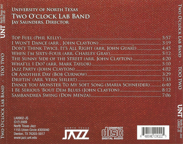 last ned album UNT Two O'Clock Lab Band Directed By Jay Saunders - Too Two