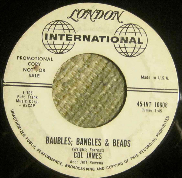 Col James – Gonna Settle Down / Baubles; Bangles & Beads (Vinyl