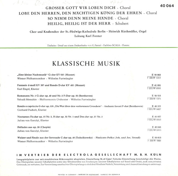 descargar álbum Chor Der St HedwigsKathedrale Berlin Und Knabenchor Der St HedwigsKathedrale Berlin - Grosser Gott Wir Loben Dich