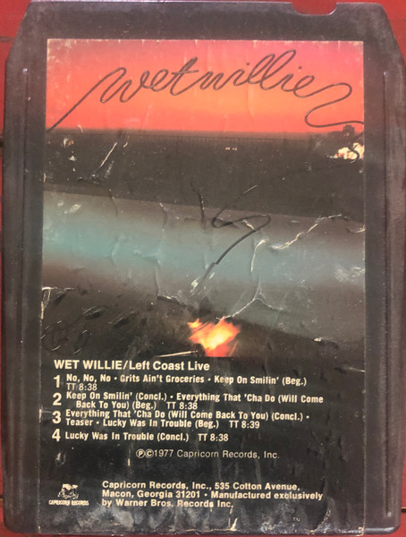 Wet Willie Left Coast Live 1977 8 Track Cartridge Discogs