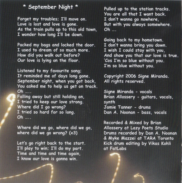 baixar álbum Signe Miranda's Veranda - September Night