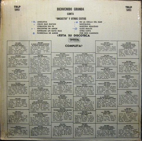 Bienvenido Granda - Canta: Angustia Y Otros Exitos - Tropical (3) - TRLP  5093 
