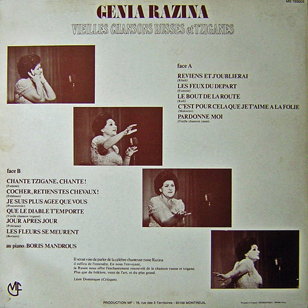 ladda ner album Download Genia Razina - Vieilles Chansons Russes et Tziganes album