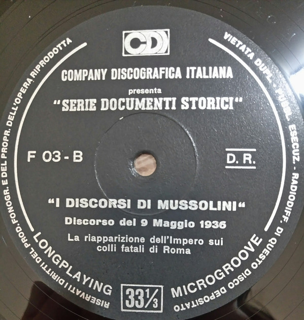 lataa albumi Various - I Discorsi Di Mussolini La Nascita DellImpero 9 Maggio 1936