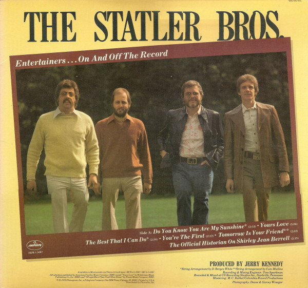 The Statler Bros. – Entertainers...On And Off The Record (1978, Terre Haute Pressing, Vinyl) - Discogs