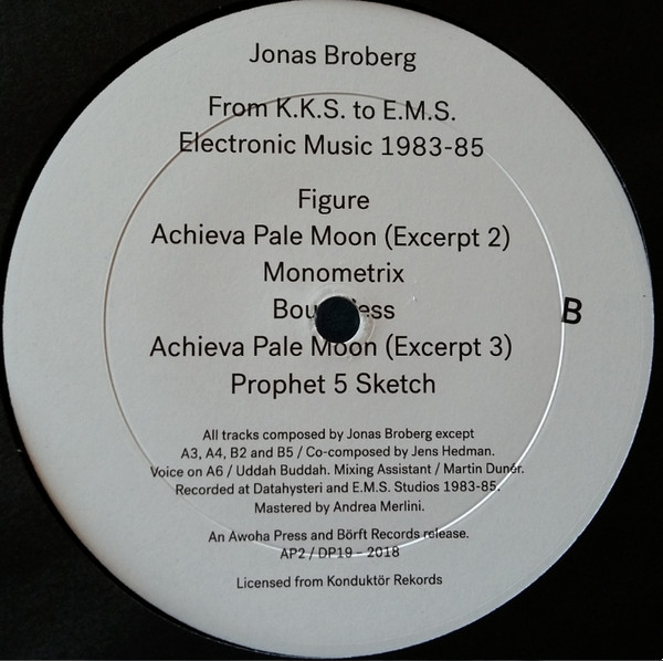 Album herunterladen Jonas Broberg - From KKS To EMS Electronic Music 1983 85
