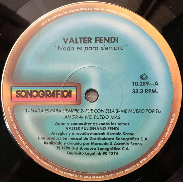 ladda ner album Valter Fendi - Nada Es Para Siempre