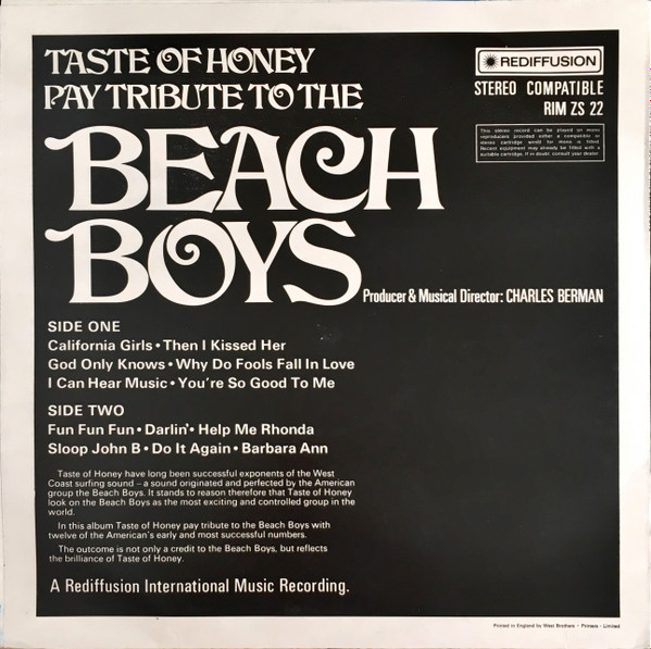 lataa albumi A Taste Of Honey - Tribute To The Beach Boys